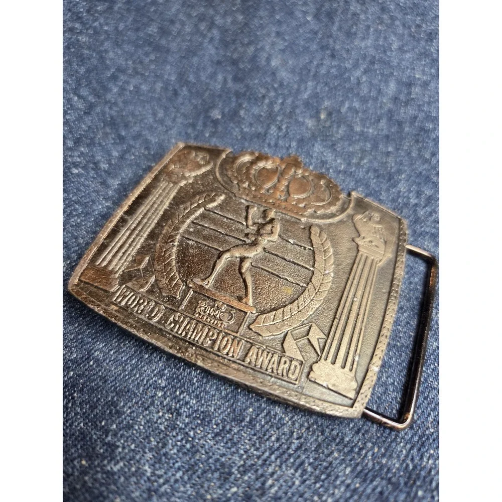 Vintage Boxing World Champion Award Belt Buckle - RARE & Heavy